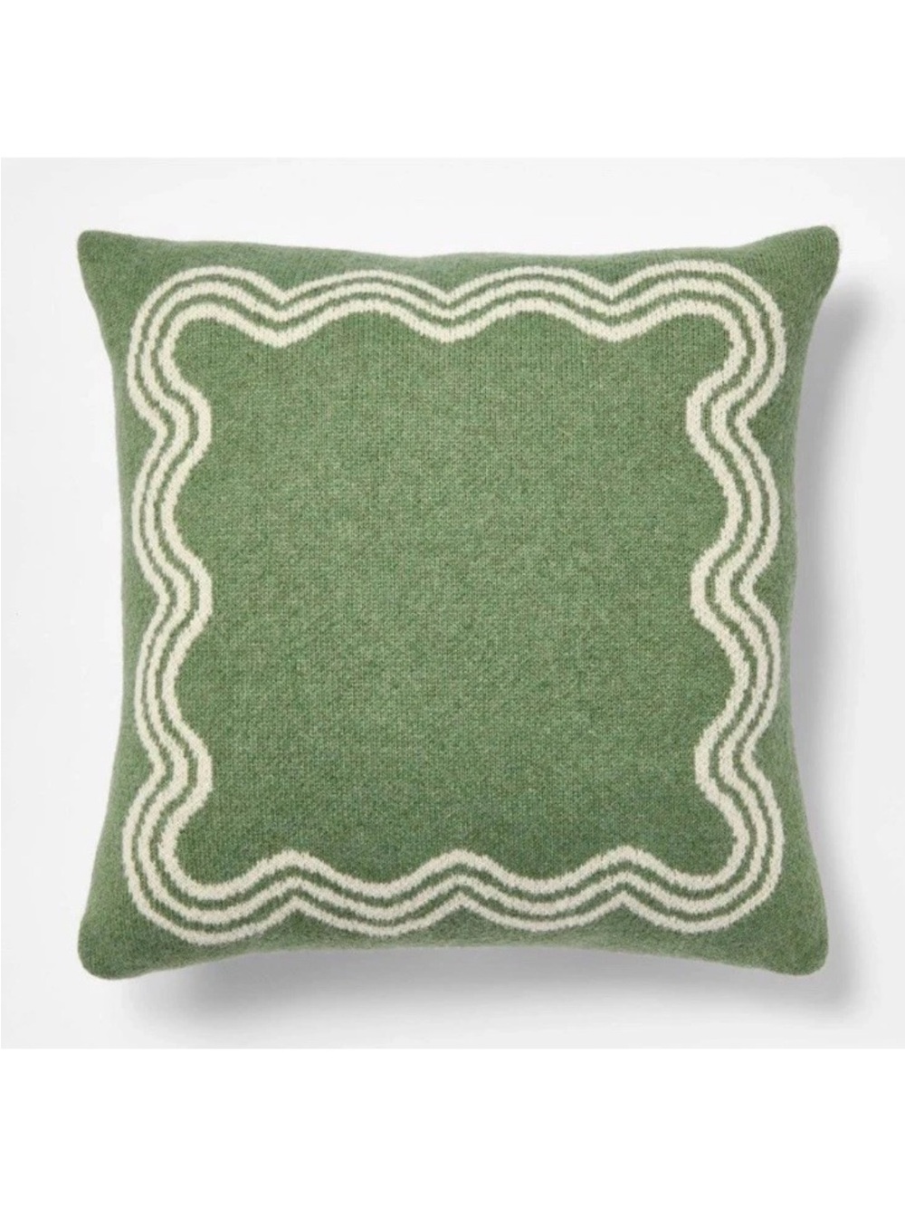 Threshold Studio McGee ~ 24x24 Olive Jacquard Scallop Throw Pillow Reversible
